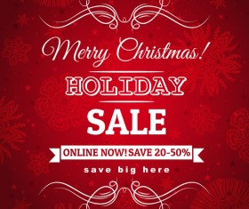 Christmas holiday discount sale red background vector 06