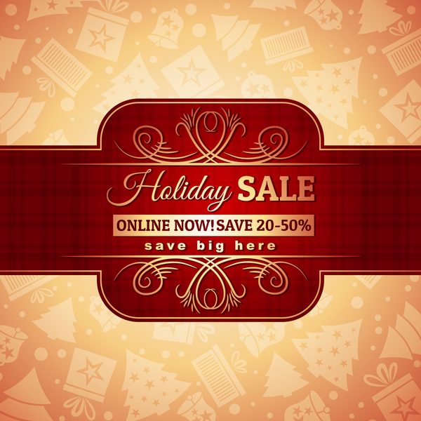 Christmas holiday discount sale red background vector 07