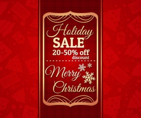 Christmas holiday discount sale red background vector 09