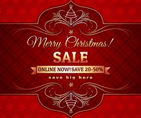 Christmas holiday discount sale red background vector 12