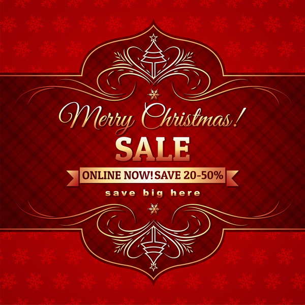 Christmas holiday discount sale red background vector 12