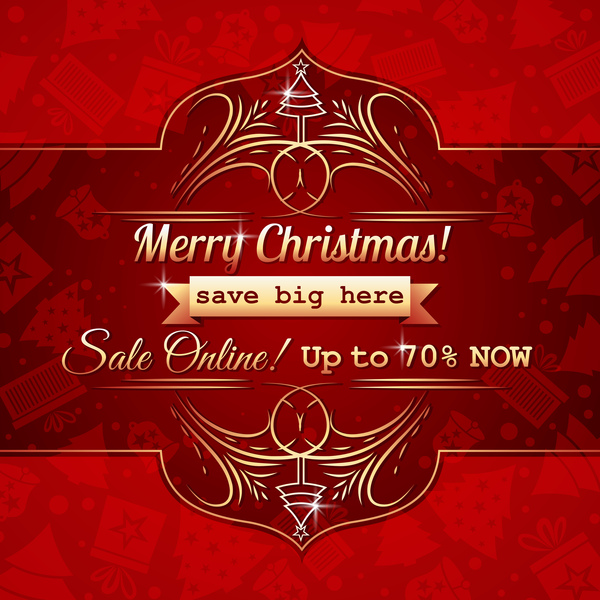 Christmas holiday discount sale red background vector 13