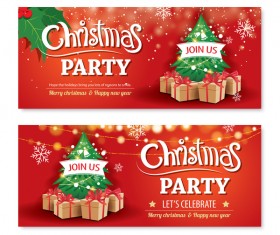 Christmas holiday red banners vector 01