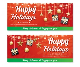 Christmas holiday red banners vector 04