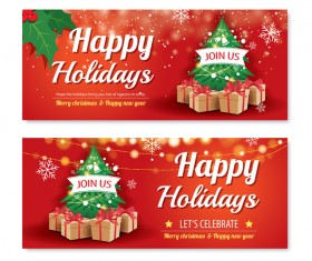 Christmas holiday red banners vector 05