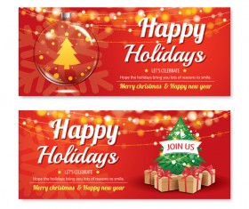 Christmas holiday red banners vector 06