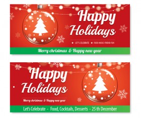 Christmas holiday red banners vector 07
