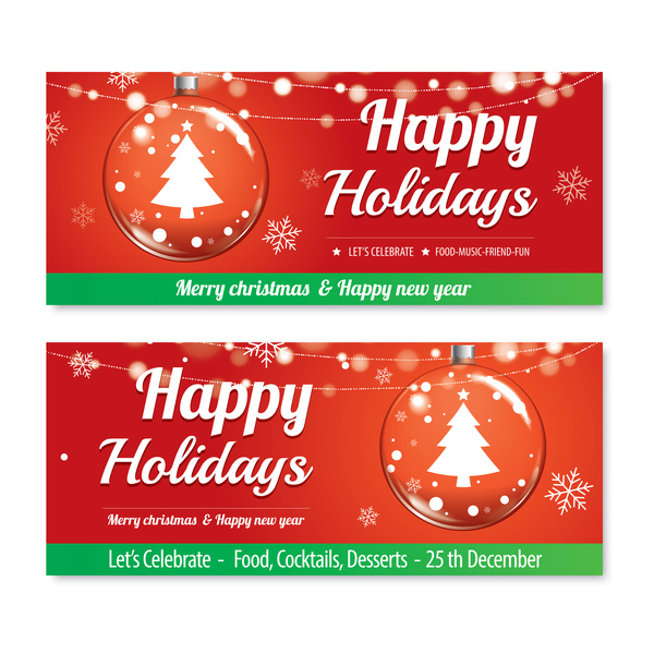 Christmas holiday red banners vector 07