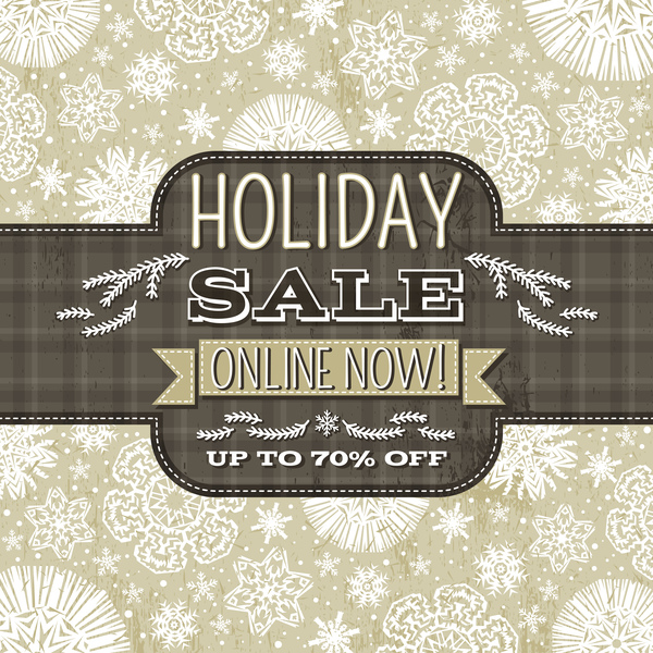 Christmas holiday sale background with snowflake seamless pattern vector 02