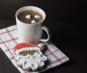 Christmas hot coffee cookie Stock Photo