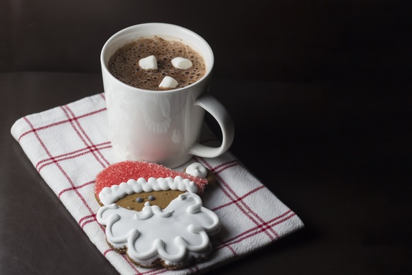 Christmas hot coffee cookie Stock Photo