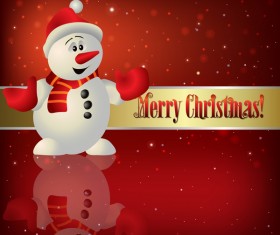 Christmas illustration with snowman and snowflakes vector