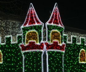 Christmas lantern decorated castle Stock Photo