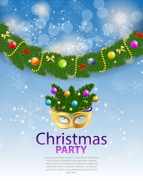 Christmas party flyer template with bright background vector