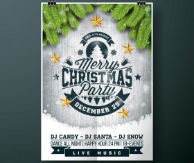 Christmas party flyer with poster cover template vector 02