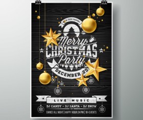 Christmas party flyer with poster cover template vector 04