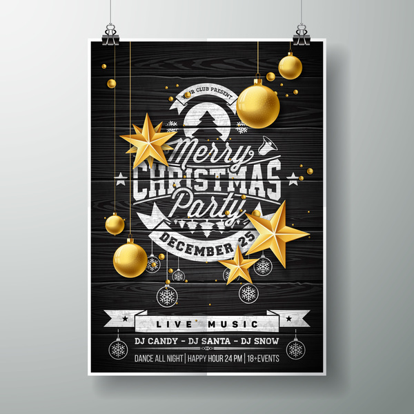 Christmas party flyer with poster cover template vector 04