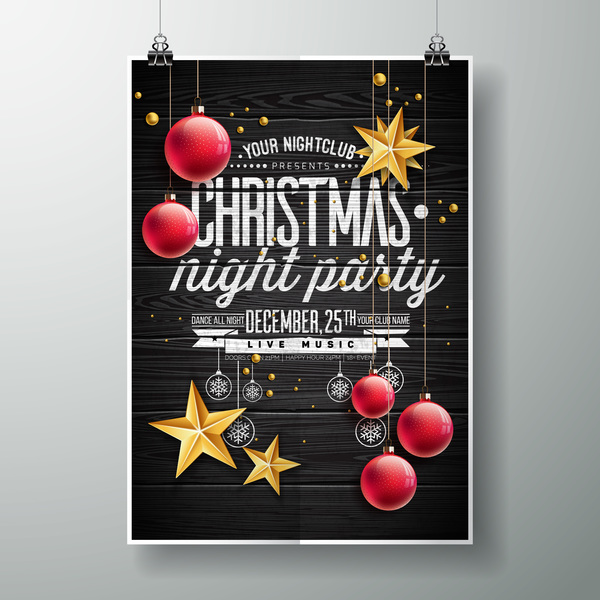 Christmas party flyer with poster cover template vector 05