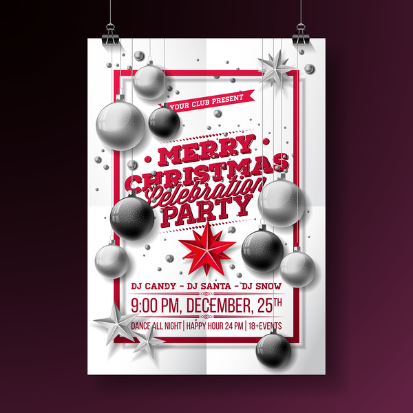 Christmas party flyer with poster cover template vector 06