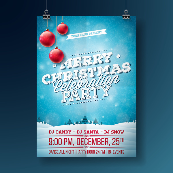Christmas party flyer with poster cover template vector 07