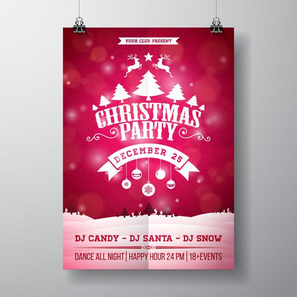 Christmas party flyer with poster cover template vector 08
