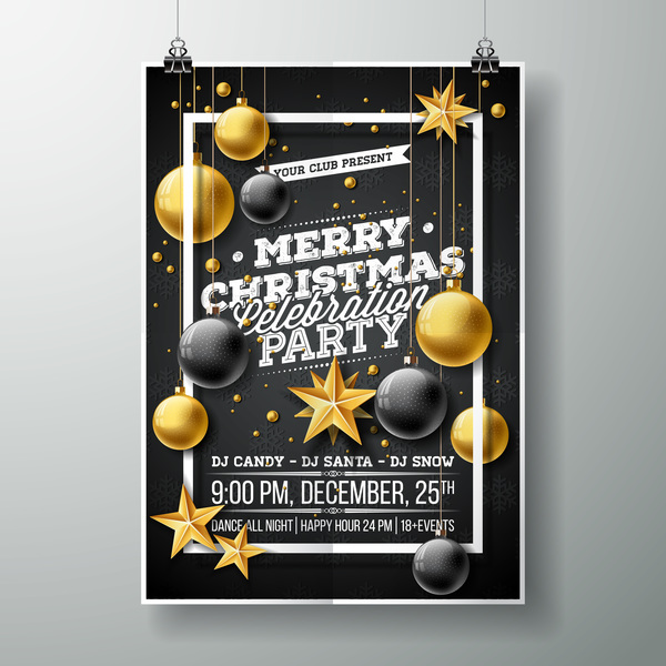 Christmas party flyer with poster cover template vector 09