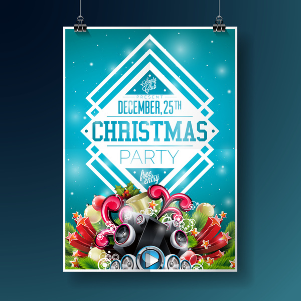 Christmas party flyer with poster cover template vector 11
