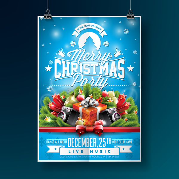 Christmas party flyer with poster cover template vector 12