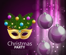 Christmas party poster purple vector template 01