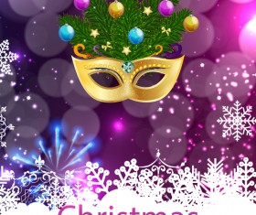 Christmas party poster purple vector template 02