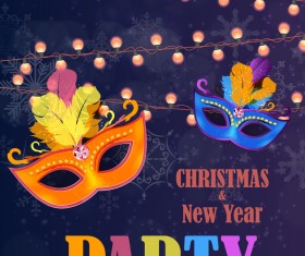 Christmas party poster purple vector template 03