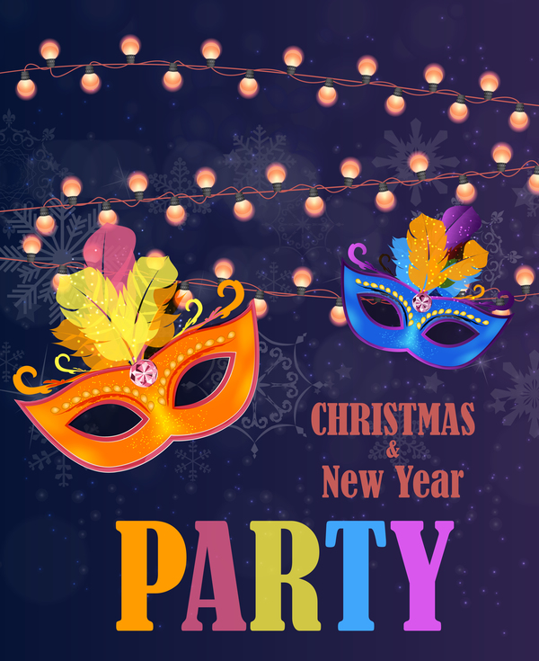 Christmas party poster purple vector template 03