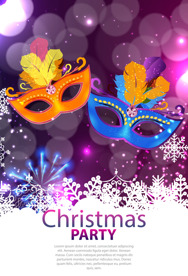 Christmas party poster purple vector template 04