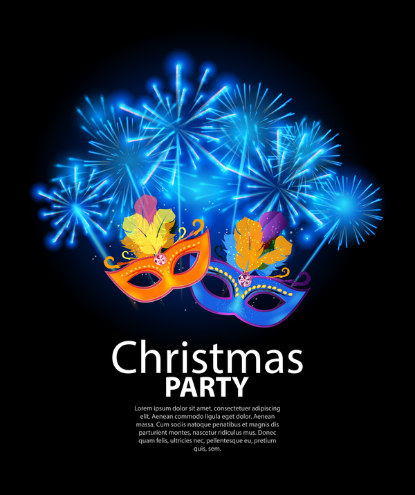 Christmas party poster template with black background vector