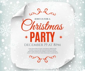 Christmas party poster with snow background vector