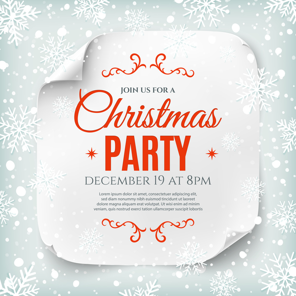 Christmas party poster with snow background vector
