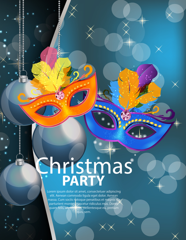 Christmas party poster with xmas background vector
