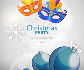 Christmas party poster with xmas balls and snowflake vector