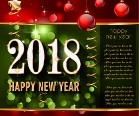 Christmas red balls and golden 2018 new year vector
