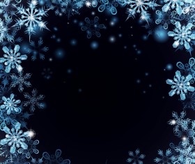 Christmas snow frame with dark blue background vector