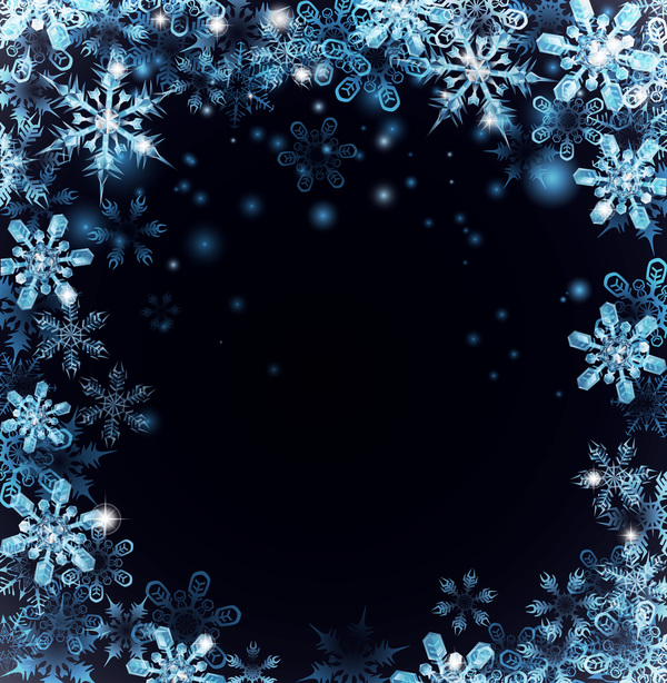 Christmas snow frame with dark blue background vector