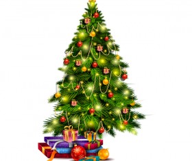 Christmas tree with gift vector illustration 01