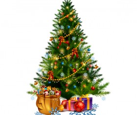 Christmas tree with gift vector illustration 02