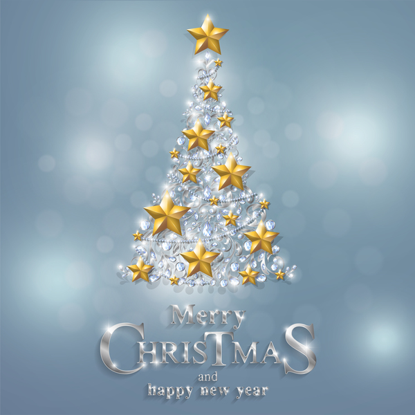 Christmas tree with jewelry decoration dessign vector 01