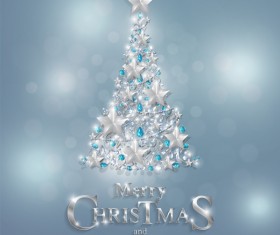 Christmas tree with jewelry decoration dessign vector 02