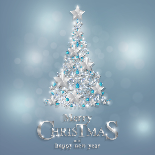 Christmas tree with jewelry decoration dessign vector 02