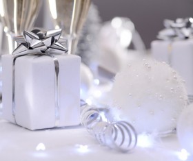 Christmas white gift box Stock Photo