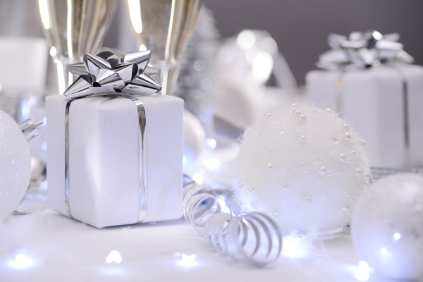 Christmas white gift box Stock Photo