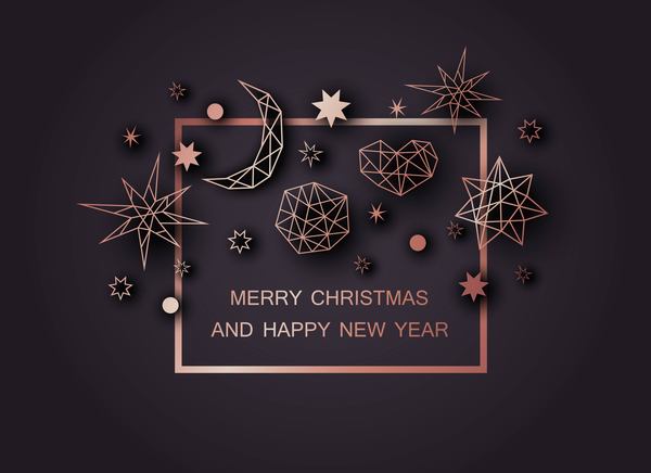 Christmas with new year background and geometric shape decor vector