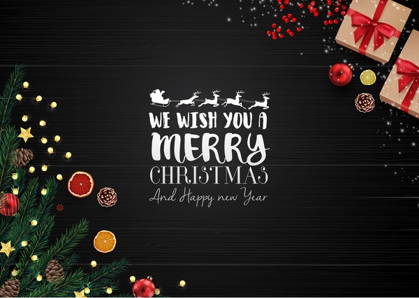 Christmas with new year black background and decor vector
